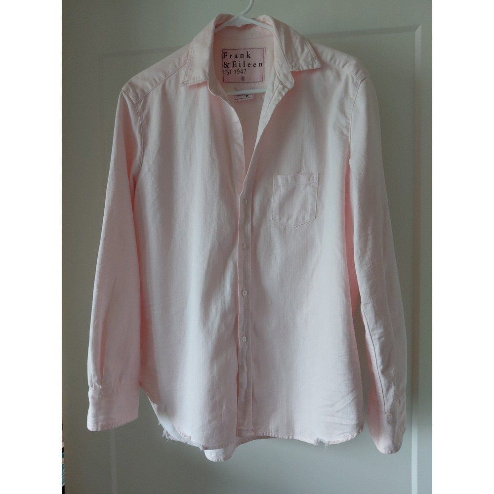 Frank & Eileen Sz M Pink Barry Button Down Boho Y2k Made In Italy Cotton - Picture 2 of 10